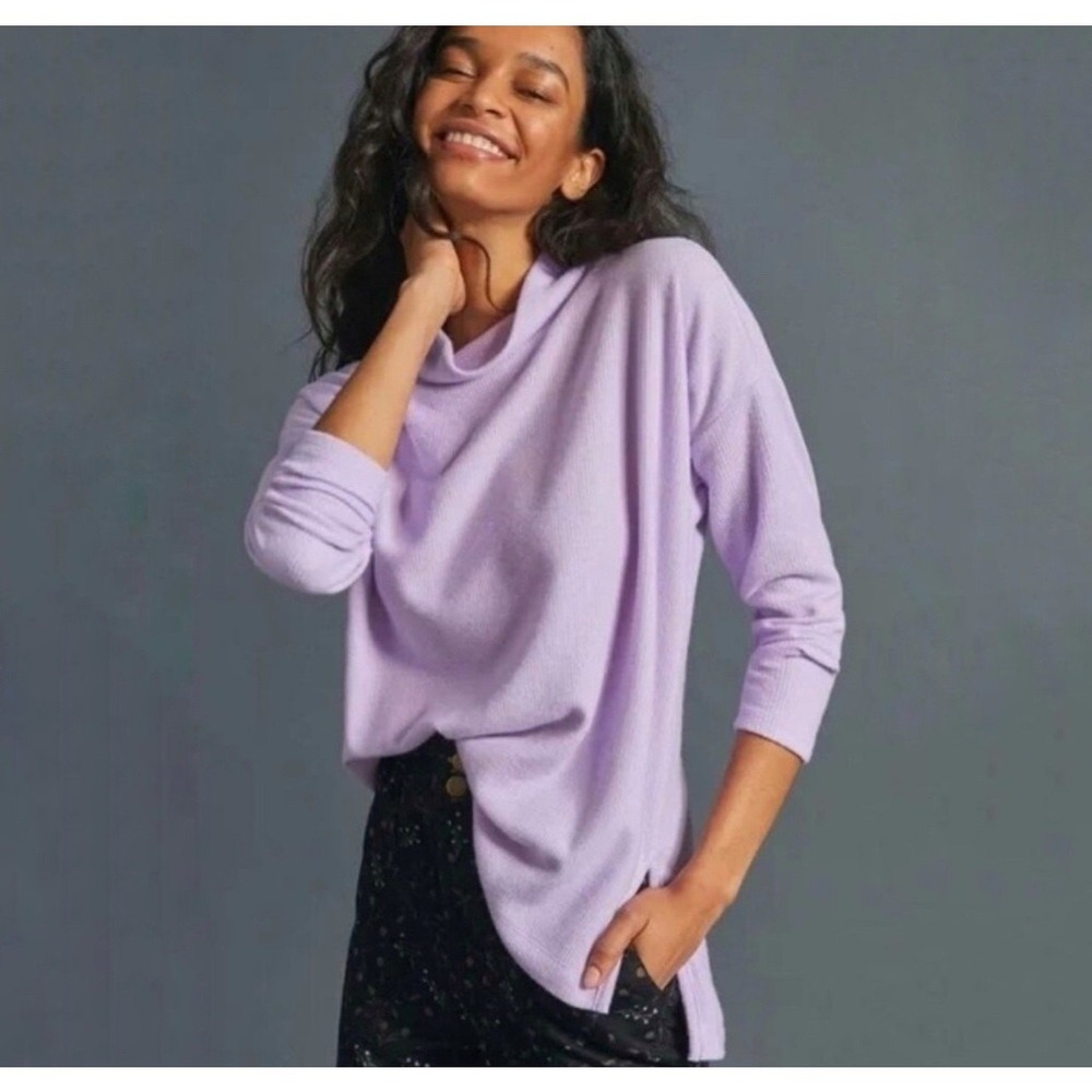 Anthropologie Women's Theresa Rib Knit Oversize Mock‎ Neck Tunic Sweater Size M